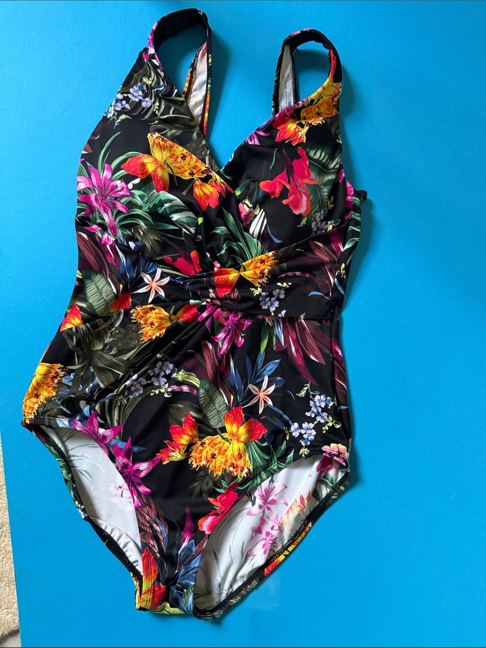New Tropical Floral dreamsuit One-Piece Swimsuit Black pink Flowers women’s 10
